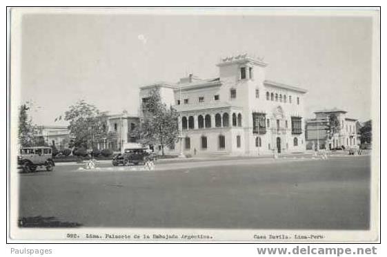 RPPC Lima. Palaceto de la Embajada Argentina Casa Davilla Lima Peru 1945