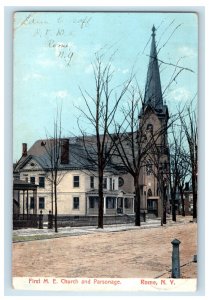 1907 First ME Church and Parsonage Rome New York NY Luckets VA Postcard