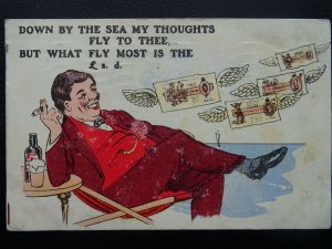 Comic DOWN BY THE SEA MY THOUGHTS FLY TO THEE.... c1922 Postcard by Redg