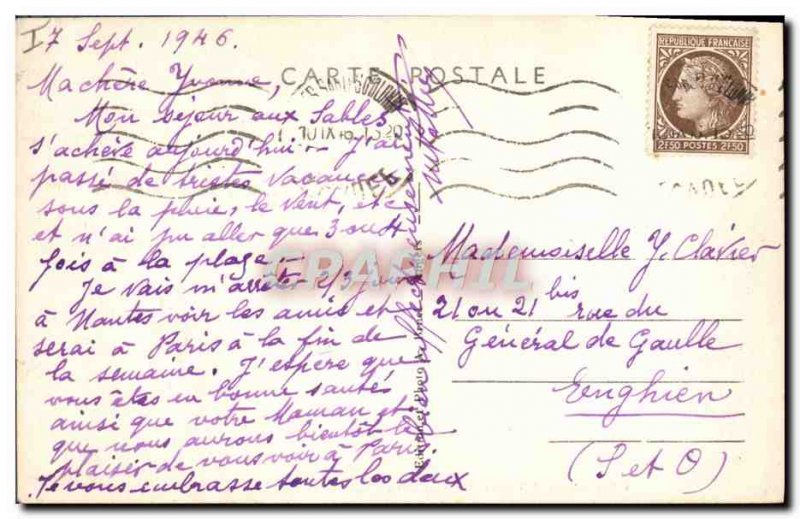 Old Fishing Boat Postcard The d & # 39Olonne Sables channel and tower & # 39A...