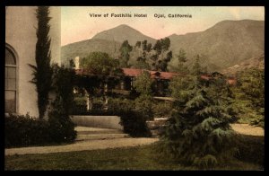 US 1934 Vintage Hand Painted View of Foothills Hotel in  Ojai Ventura County Ca.