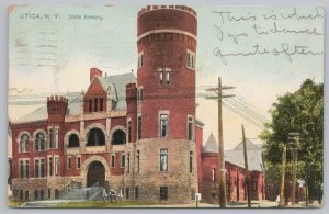 State View~Utica New York~State Armory~Vintage Postcard