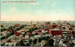 Postcard PA York Bird's Eye View from High School Church Spires 1910 S25