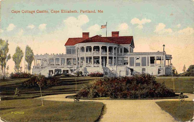 Cape Cottage Casino Cape Elizabeth Portland Maine 1916 postcard