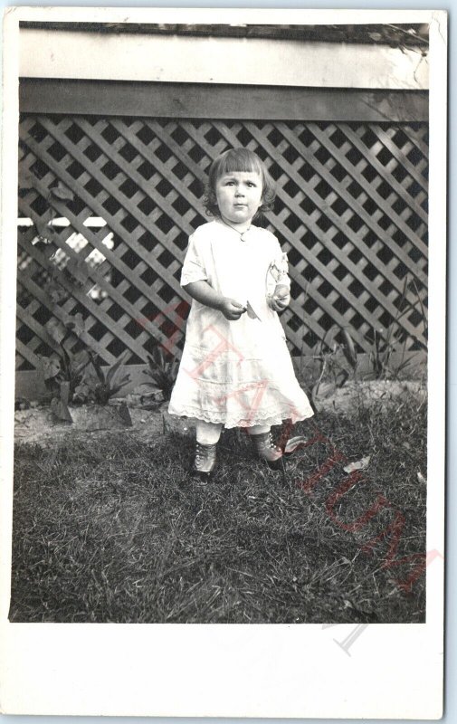 c1910s Cute Adorable Little Girl RPPC Play House Funny Real Photo Postcard A158