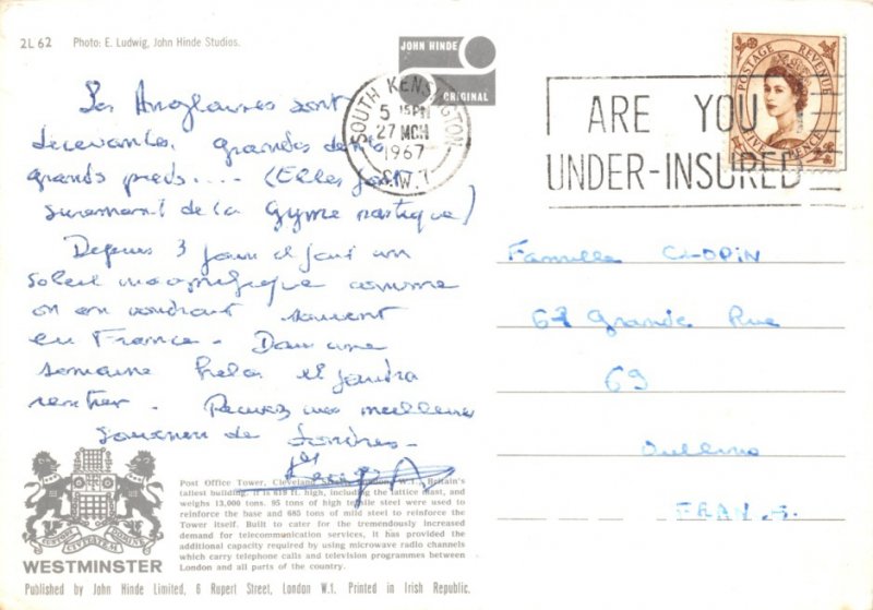 Postcard Modern Post Office Tower, London Clevelarnd