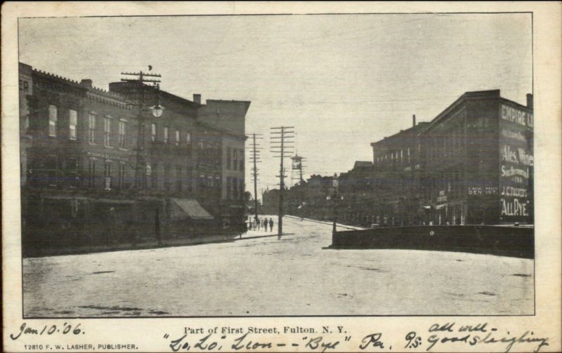 Fulton NY Part of First Street c1905 Postcard