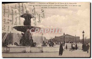 Postcard Old Paris Bronze fountain Place de la Concorde