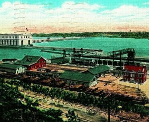 Keokuk Iowa Government Lock Dry Dock Mississipi River Power Plant Vtg Postcard