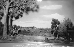 White Springs Florida~Stephen Foster Museum~Camptown Races~Horse-Wagon~'40s RPPC