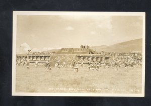 RPPC ADORATION DEL SOL TEOTIHUACAN MEXICO VINTAGE REAL PHOTO POSTCARD