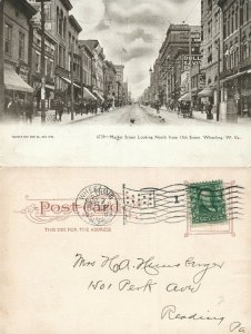 WHEELING W.VA MARKET STREET 1905 UNDIVIDED ANTIQUE POSTCARD