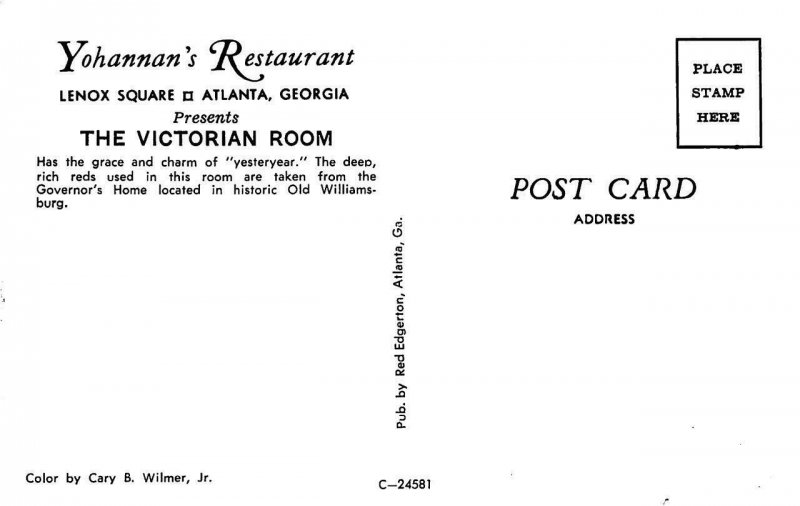 ATLANTA, GA Georgia  YOHANNAN'S RESTAURANT  3 Interior Views  *Three* Postcards