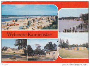 5-Views, Bathing Beach, Camping Tents, Etc., Wybrzeze Kamienskie, Poland, 196...