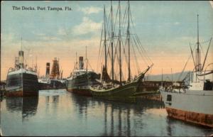 Port Tampa FL Docks & Ships c1910 Postcard