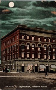 Edmonton Alberta Empire Block Full Moon Unused Valentine Sons Postcard H39