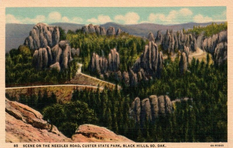 Vintage Postcard Needles Road Black Hills South Dakota Custer State Park