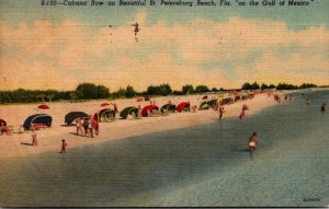 Florida St Petersburg Beach Cabana Row On The Gulf Of Mexico 1957 Curteich