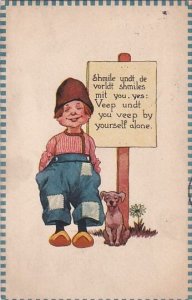 Dutch Boy With Dog Shmile undt de vorldt shmiles mit you yes 1913