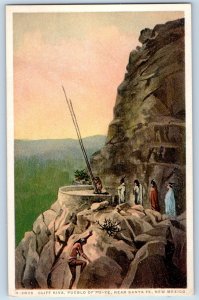 Cliff Kiva Pueblo Of Pu Ye Santa Fe New Mexico NM Phostint Fred Harvey Postcard