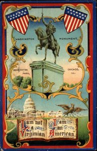 Civil War Monument Not a Virginian Patriotic c1910 Vintage Postcard