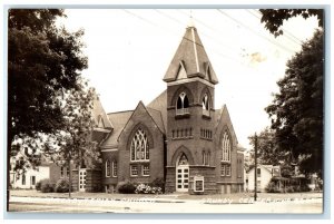 Grundy Center Iowa IA RPPC Photo Postcard Presbyterian Church c1930's