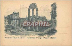 Postcard Old Portico del Tempio di Antonino e Faustina con il Tempio di Casto...