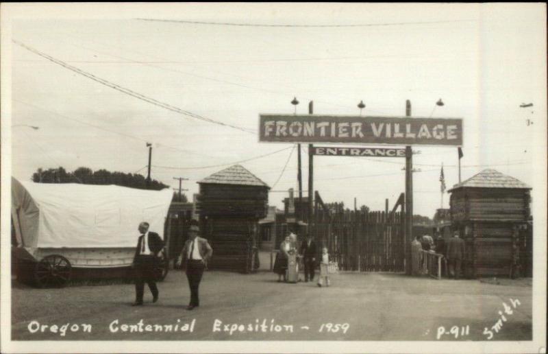 Oregon Centennial Expo 1959 Frontier Village Real Photo Postcard