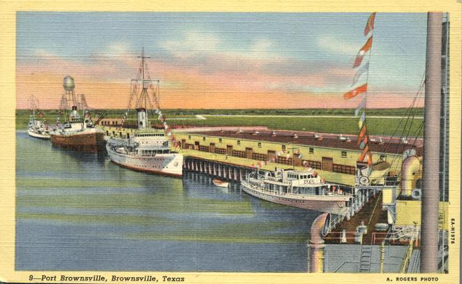 Steamers - Ships at Port Brownsville TX, Texas - Linen