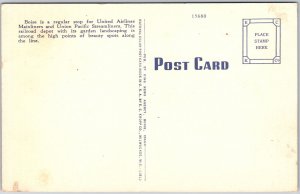 Union Pacilfic Railroad Depot Howard Platt Gardens Boise Idaho ID Postcard