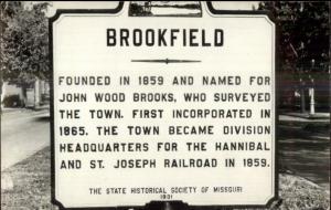 Brookfield MO Town Sign c1950s Real Photo Postcard