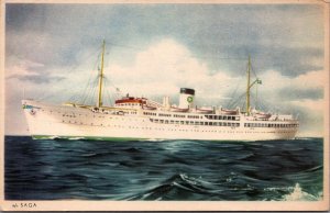 Swedish Lloyd Gothenburg London MS Saga Ship Vintage Postcard 09.96