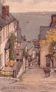 Postcard Down a Long Clovelly U.K. Artist Signed