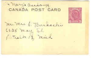 Postal Stationery Canada, George VI 3 Cent Purple Postcard