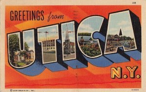 Postcard Large Letters Greetings from Utica NY