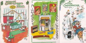 Drunk Santa Pervert 3x Comic Christmas Postcard s