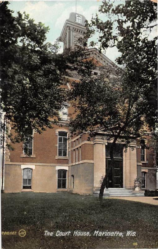 Court House Marinette Wisconsin 1918  postcard