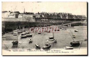 Postcard Old Saint Malo L & # 39Avant Port A Maree Basse And Ramparts Charter