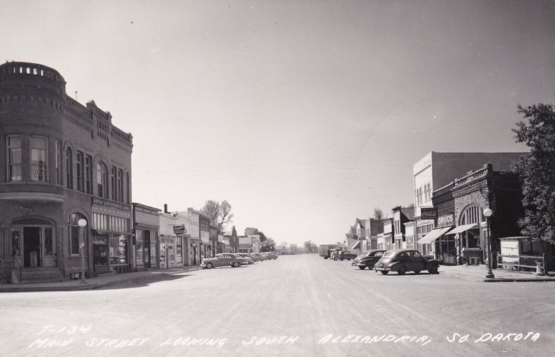 South Dakota Alexandria Main Street Looking South Real Photo