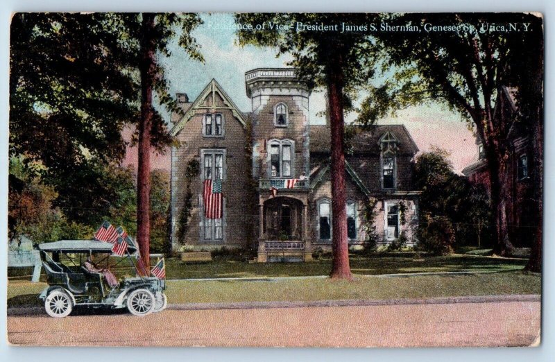 Utica New York NY Postcard Residence Vice President James Sherman Building 1910