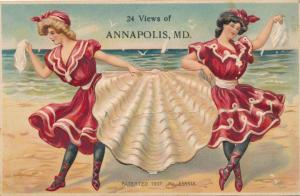 Annapolis MD, Maryland - Ladies on Beach with Shell (only 1 view) - DB