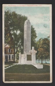 Canada New Brunswick FREDERICTON Soldier's Monument by V & Sons pm1935 ~ WB