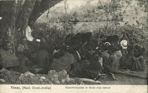 indonesia, TIMOR, Lesser Sunda, Open Air Catechism Lessons (1919) Postcard
