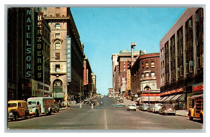 Douglas Street West Of 15th Omaha Nebraska Vintage Standard View Postcard 