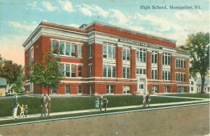 Montpelier, Vermont High School MHS Postcard Old View