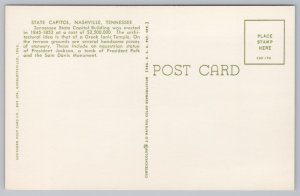 Nashville Tennessee~State Capitol & Grounds~Birdseye View~Vintage Postcard