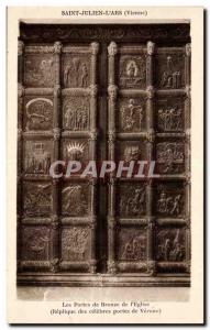 Saint Julien on & # 39ars Old Postcard The bronze doors of & # 39eglise (repl...