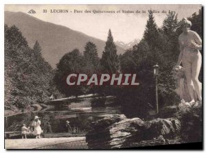 Old Postcard Luchon Quinconces Park and Statue of Lys Valley