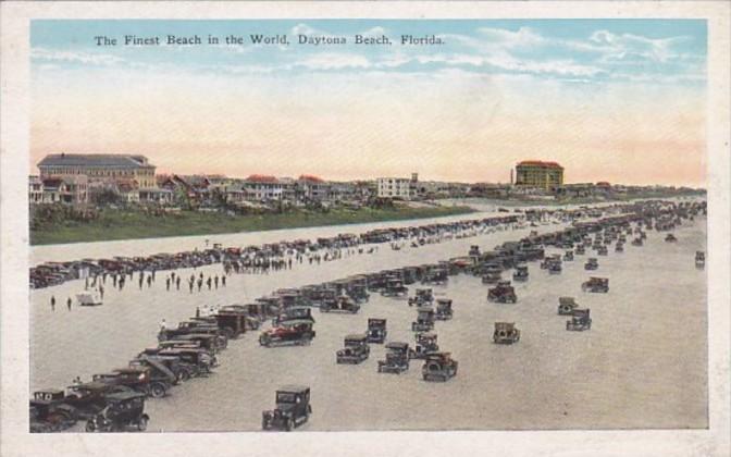 Florida Daytona Beach View Showing Old Cars On The Finest Beach In The World