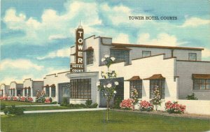 Beaumont Texas Tower Hotel Courts roadside linen Teich Postcard 21-803